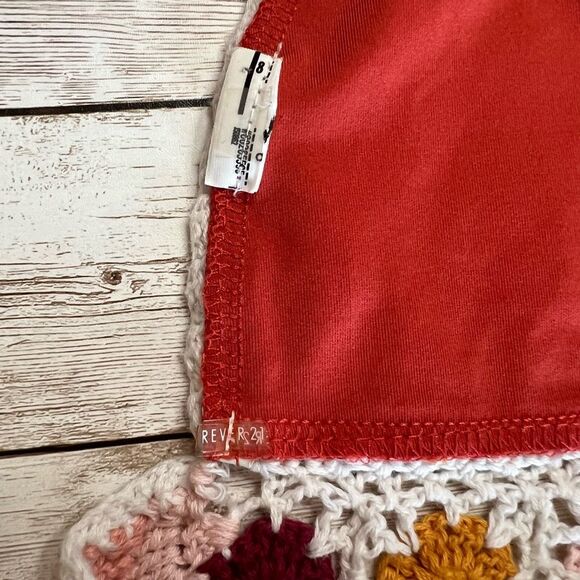 FOREVER 21 Crocheted Bikini Top XS/S Triangle Rainbow Granny Square Pink Orange - Picture 9 of 15